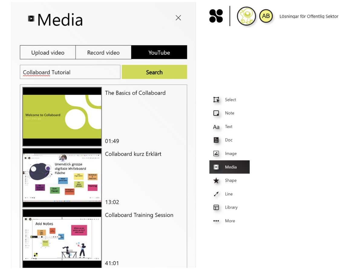 Collaboard YouTube Search Integration