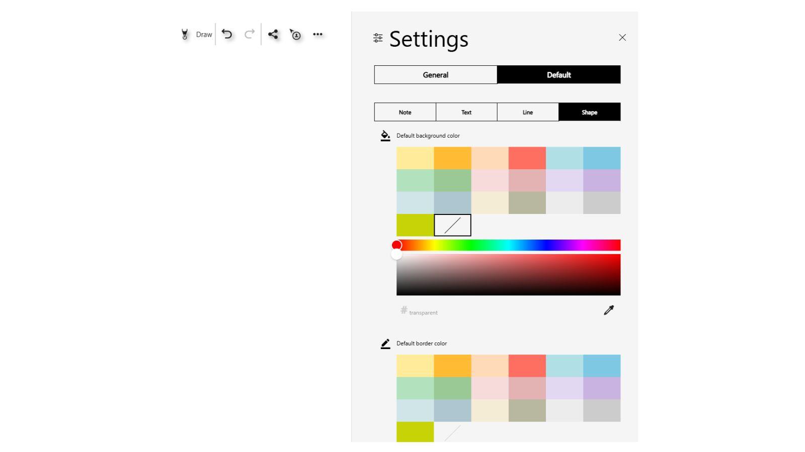 Default Settings for Shapes