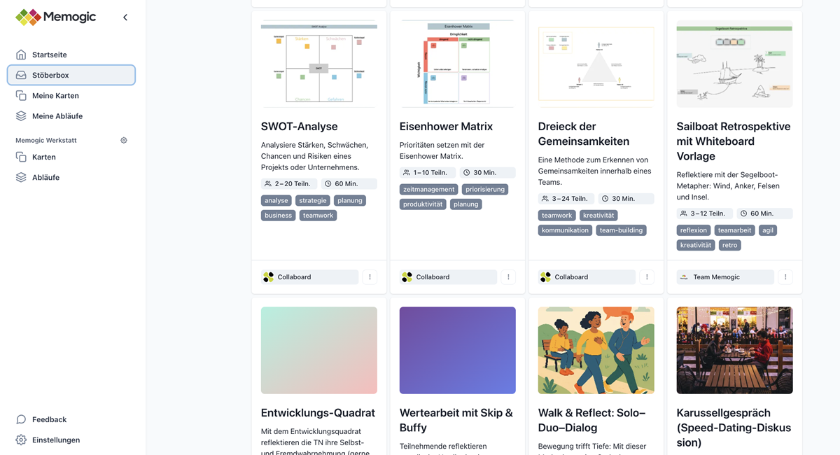 Collaboard Methoden Memogic